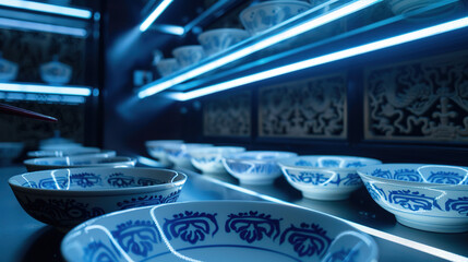 Nanoangelica particles are suspended and reorganized in blue and white porcelain bowls. The AI ​​pharmacist uses the holographic "Shennong Bencao Jing" as the blueprint and uses laser pen to mark the 