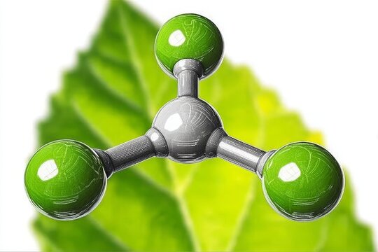 L Theanine Molecular Structure Artistic Representation with Green Leaves and Nature Background