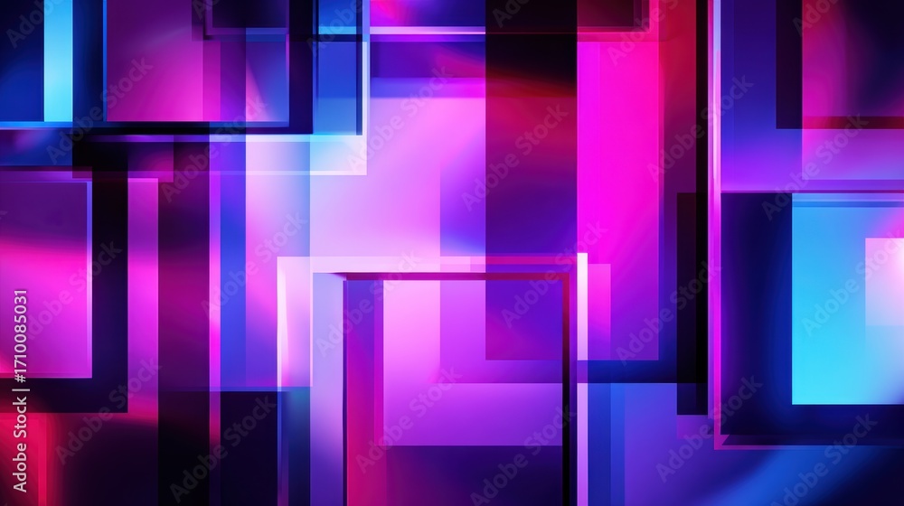 Poster abstract composition of colorful geometric shapes with vibrant gradients, creating a dynamic visual 