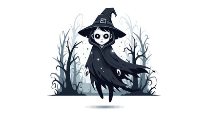 Spooky Halloween Witch Illustration: A captivating illustration of a witch conjuring an eerie atmosphere. perfect for halloween-themed designs, evoking enchantment and mysticism