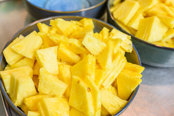 Bowl of Fresh Cut Pineapple Chunks The Concept of Healthy Eating