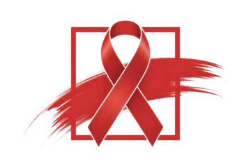A red ribbon for aids awareness on a transparent background