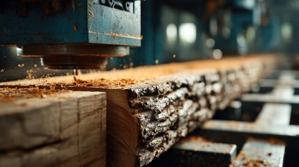 Precise automated lumber milling operation in a woodworking factory environment