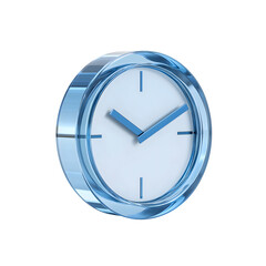 3d icon of Elegant crystal clock with blue hands and minimalist design