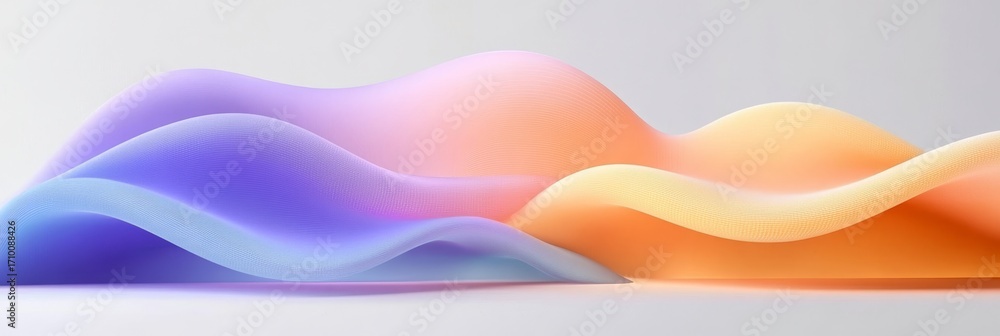 Canvas Prints artistic neon peach and lavender soft blurs creating wavy lines on a neutral light background