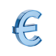 Obraz premium 3d icon of Euro sign in blue glass effect