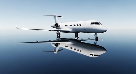 Obraz premium White Jet Plane Reflection on Water.
