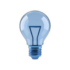 3d icon of  glowing blue lightbulb on white background