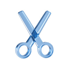 3d icon of scissors, cut, blue, graphic resource