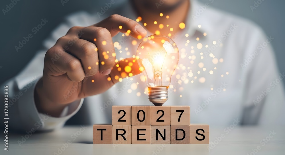 Poster exploring future trends and innovation strategies for success in the year of trends forecast