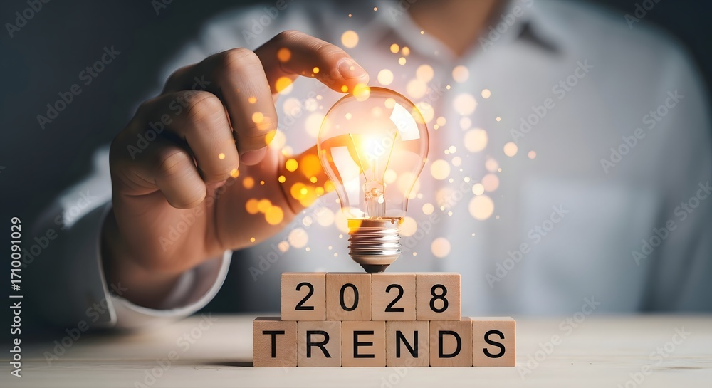 Poster exploring future trends in business innovation and technology for the year of twenty twenty eight