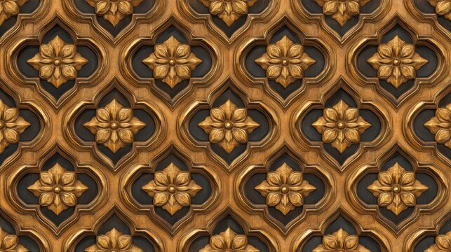 Intricate wooden pattern featuring floral designs, showcasing craftsmanship and elegance in decor