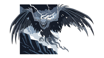 Mythic Storm Owl: A digital artwork showcases a formidable owl creature in a storm, wings dramatically spread, embodying both power and the elements.