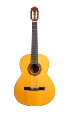 Obraz premium Classical acoustic guitar in warm honey tones ready for the musician's touch for songwriting and musical expression