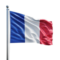 Waving french flag on a pole highlighting national pride and patriotism transparent background