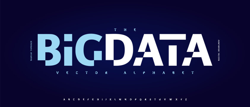 Futuristic geometric cutout alphabet, bold sans serif font, cyber digital display typeface for UI, finance medical science tech logo and headline, ultra modern typographic design. Vector typeset.