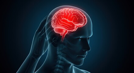 Human Brain Illuminated in Medical Illustration.