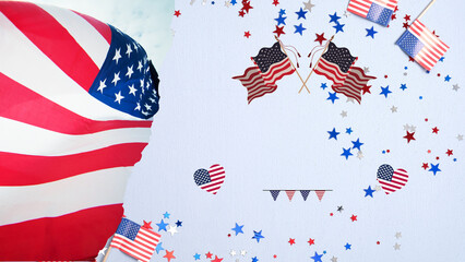 Patriotic USA Flag with Stars and Independence Day Celebration Background