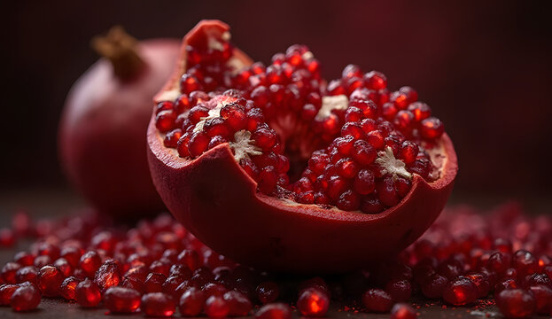 Pomegranate with Shiny Ruby Seeds, Luxury Style