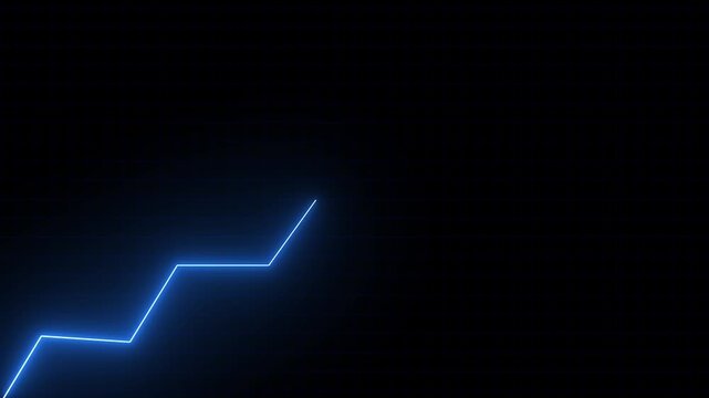 Business growth rising arrow animation with neon color. Financial Growth business chart concept. marketing sales profit increasing    neon line graph. Business success graph line.