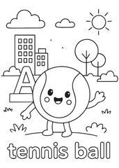 coloring book tennis ball standing in front of kindergarten
