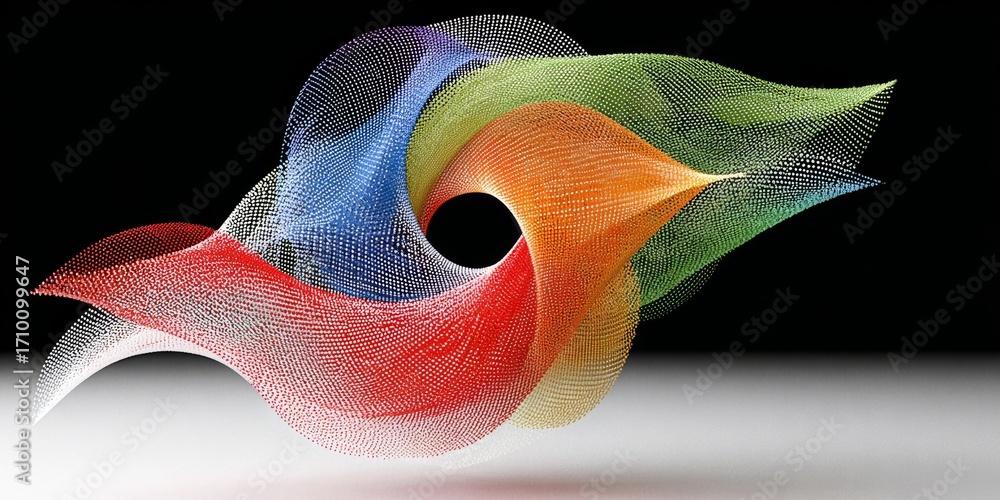 Aufkleber vibrant rainbow gradient particle flow in an abstract geometric design with modern wave patterns