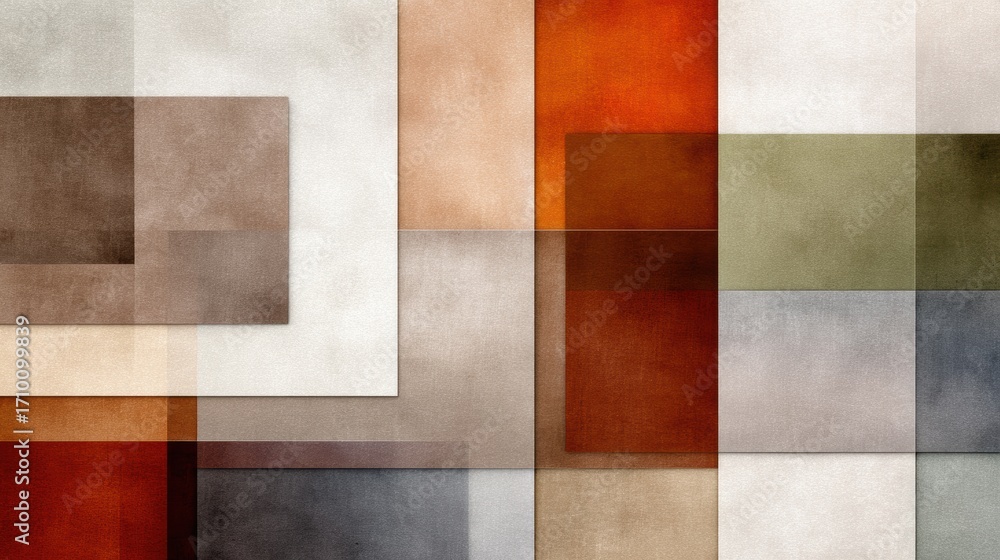 Aufkleber abstract geometric composition featuring layered rectangles in earthy tones with a soft texture back