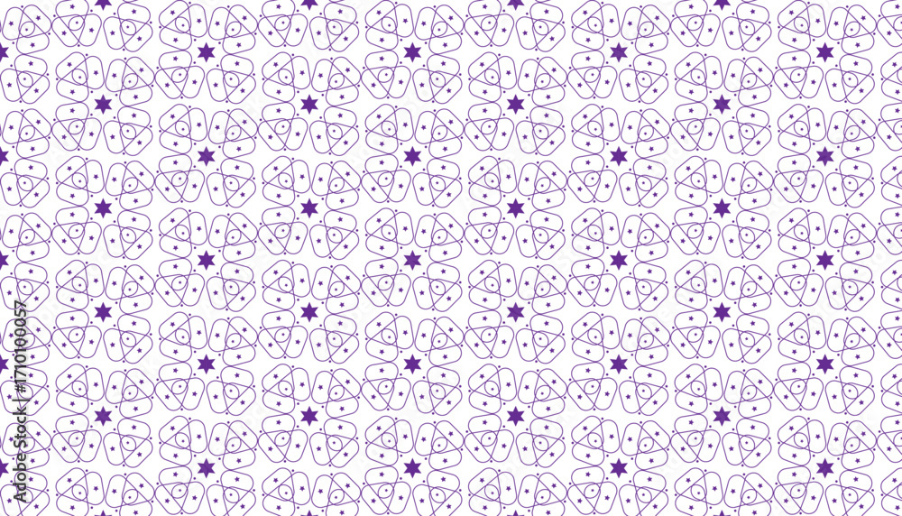 Poster seamless purple geometric star pattern with interconnected loops abstract background