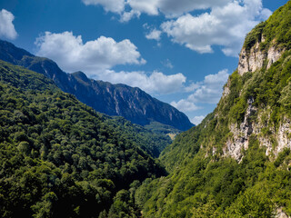 Mountain landscape in the Southern Carpathians, in Cerna Valley