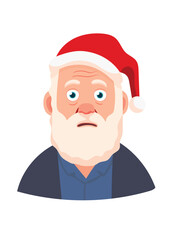 Grandfather in a Santa hat. Flat vector clipart illustration with isolated background.