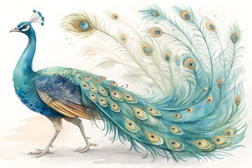 Fototapeta premium peacock on white background