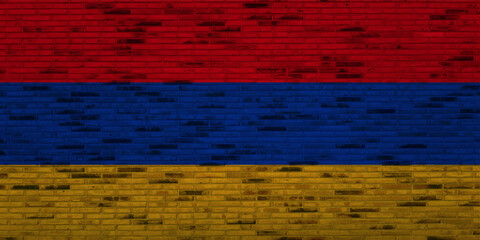 Brown Brick Wall Texture Grunge Background Overlay On The Flag Armenia  Flag