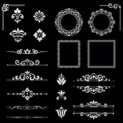 Vintage Set. Floral elements for design monograms, invitations, frames, menus and labels. Graphic design of the website, cafes, boutiques, hotels, wedding invitations.