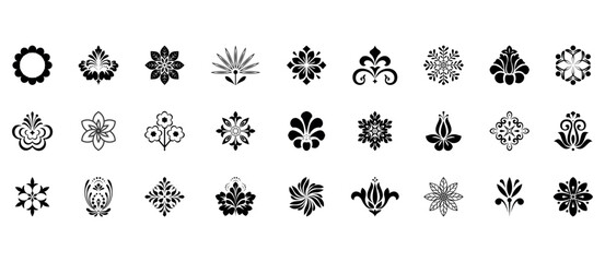 Flower icons set. Isolated elements for design. Vector graphics.