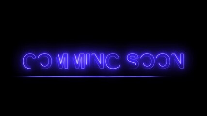 Coming soon text icon with glowing neon lights HD loop animation. coming soon sign. social media coming soon text, reveal,  announcement. - Powered by Adobe