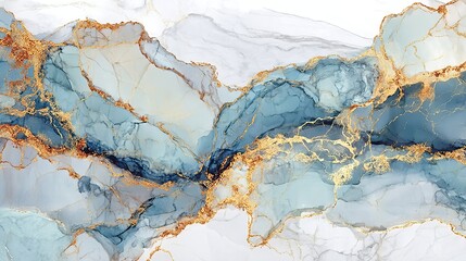 Naklejka premium Subtle Elegance in Watery Dreams Artistic Background with Gold Detailing on Fluid Blue Waves Design
