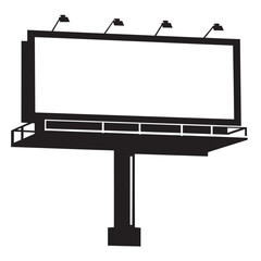 black and white silhouette of billboard vector on white background