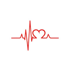 Red heartbeat ekg line graphic symbolizing love and life energy pulse transparent background