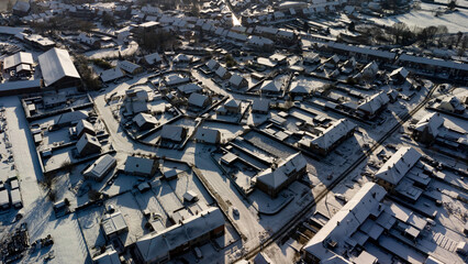 Streets in a Residential area in a Flemish Town, on a Sunny Winter Day
