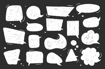 Crayon doodle speech bubble collection. Hand drawn chalk talk Frames. Cute text box set for Chat and Stickers