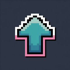 Obraz premium Pixel art arrow points upwards indicating progress, growth, or success in a modern digital aesthetic