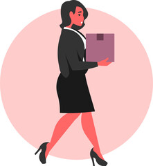 Dismissed Businesswoman – Job Loss, Unemployment, and Career Concept Vector Illustration