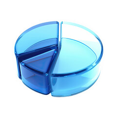 Fototapeta premium An elegant, isolated blue glass container holds a transparent liquid with beautiful reflection