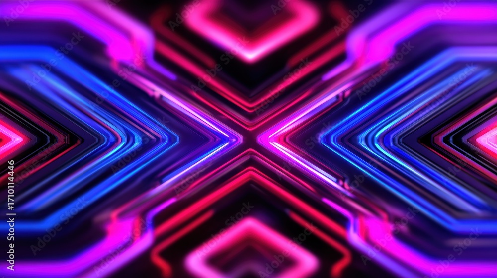 Poster abstract neon light patterns creating a vibrant, dynamic background suitable for digital art or desi
