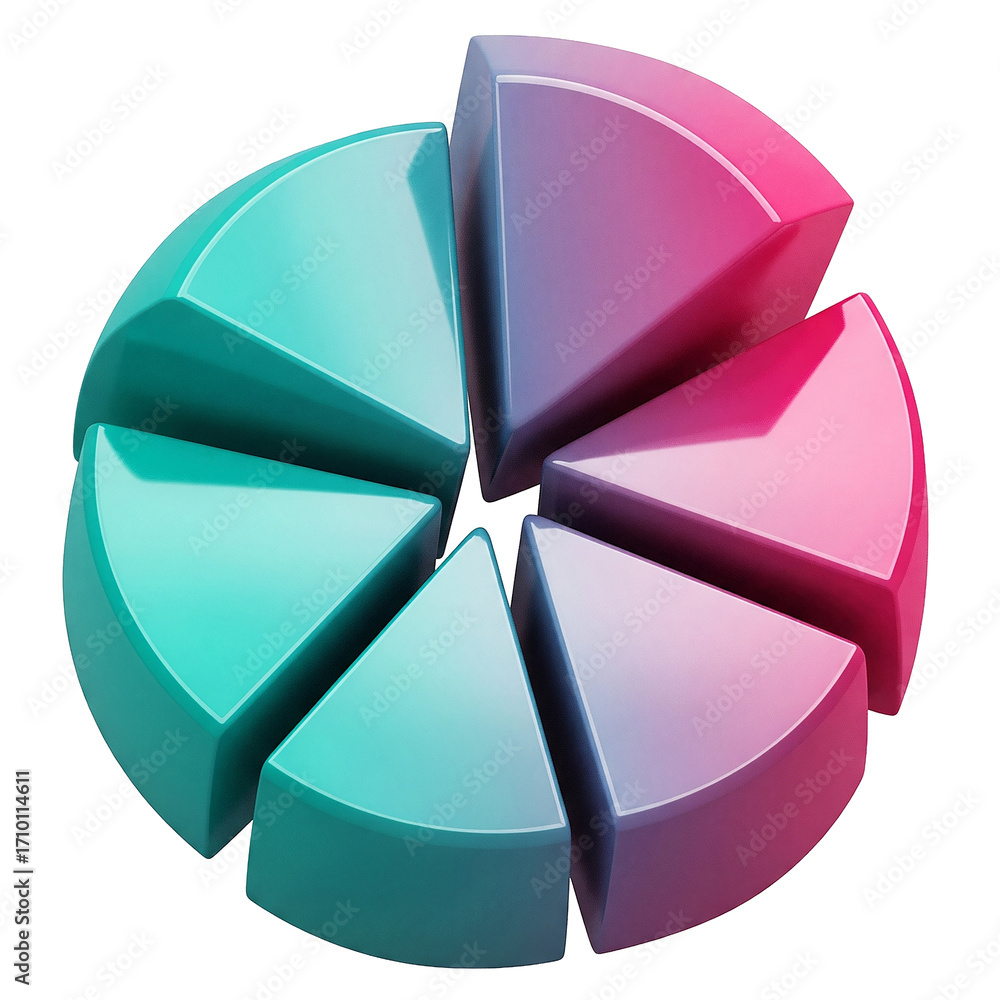 Poster modern pie chart segments showing data breakdown for modern business analysis and strategy