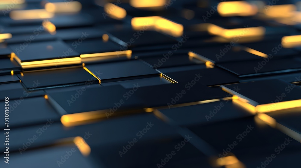 Aufkleber abstract close-up of interlocking dark panels with glowing edges, creating a modern, dynamic texture