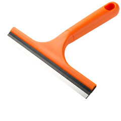 Bright orange squeegee tool with a sleek blade, ideal for cleaning windows, set against a white background