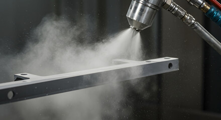 Powder coating process applies protective finish to metal part for industrial manufacturing