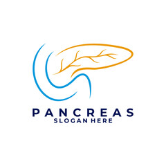 Pancreas line art logo design icon vector template