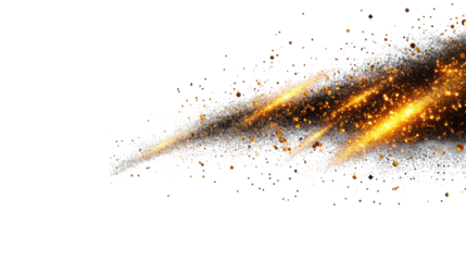 Meteor Shower with Glowing Trail on Transparent Background